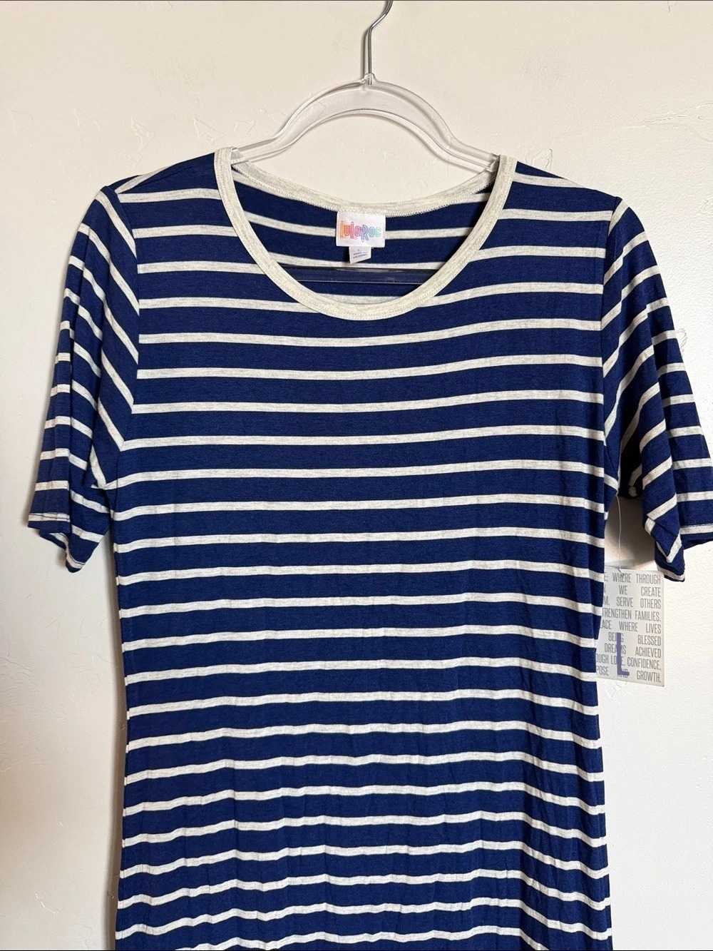 LuLaRoe Julia Maxi Dress Striped Blue & White Size Large